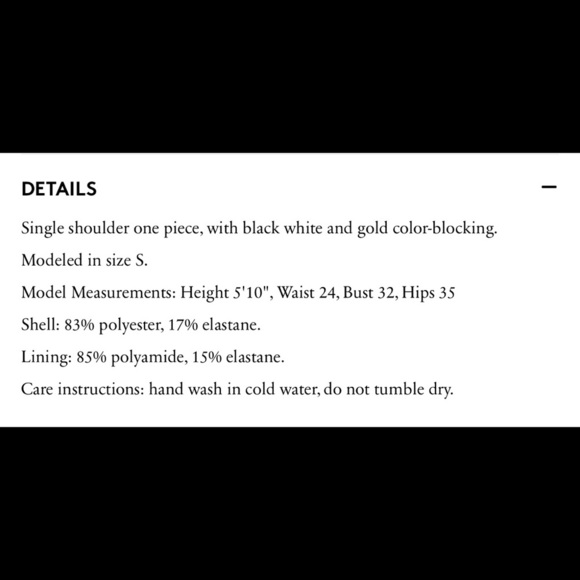 $158 Solid & Striped The Chloe Colorblock Swimsuit One-Shoulder Black Gold XS - Picture 10 of 12